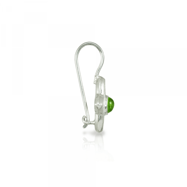 E40 Peridot Silver Petal Flower Earrings