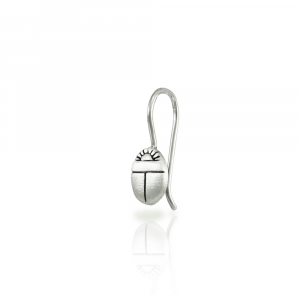 Single view of Small solid silver Scarab Beetle Earring by Scarab jewellery Studio