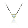 Sky Blue Topaz Heart Necklace set in Rose Gold with Blackened Silver Chain by Scarab Jewellery Studio