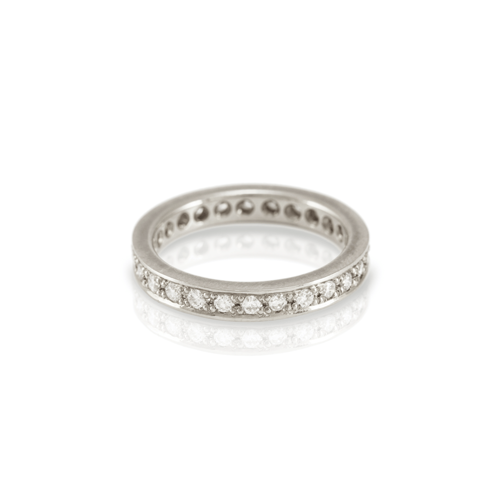 Eterna full diamond eternity ring in white gold by Scarab Jewellery Studio