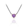 Amethyst Heart Necklace set in Rose Gold with Blackened Silver Chain by Scarab Jewellery Studio