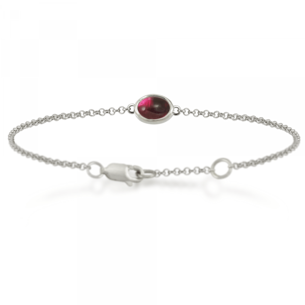 Silver Garnet Bracelet with scarab backed garnet by Scarab Jewellery Studio