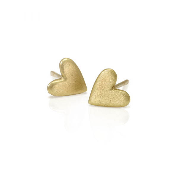 Tiny Valentine Hearts Earrings Gold by Scarab Jewellery Studio