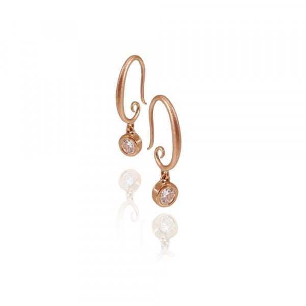 spiral hoop diamond drop earrings by Scarab Jeweller Studio