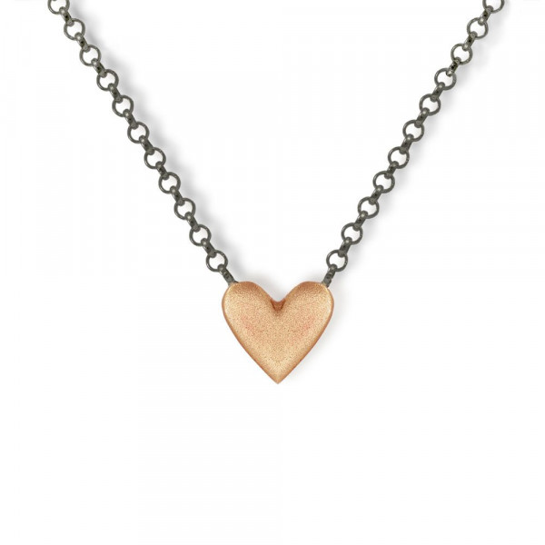 Rose Gold Heart Necklace with integrated blackened silver chain by Scarab Jewellery Studio - Jewellery South Africa