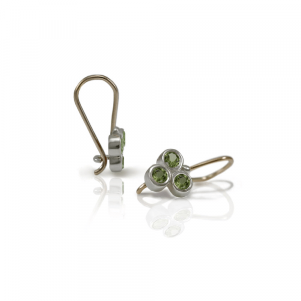 Three Stone Grape Earrings Peridot by Scarab Jewellery Studio