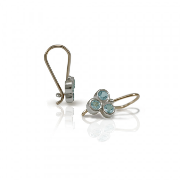 Three Stone Grape Earrings Blue Topaz by Scarab Jewellery Studio