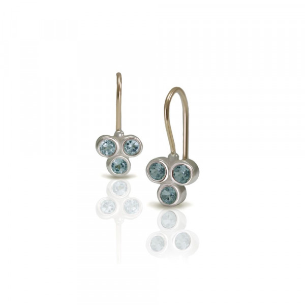 Three Stone Grape Earrings Blue Topaz by Scarab Jewellery Studio