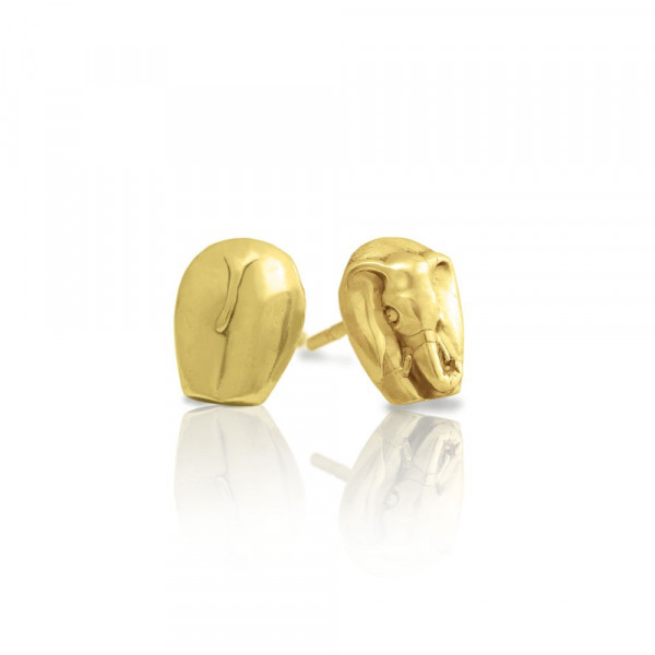 Gold African Elephant Earrings by Scarab Jewellery Studio