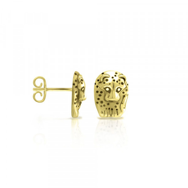 Gold African Leopard Earrings by Scarab Jewellery Studio