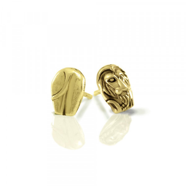 Gold African Lion Earrings by Scarab Jewellery Studio