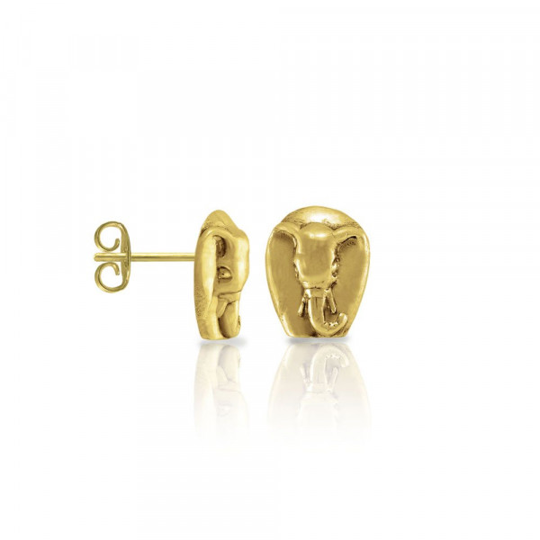 Gold African Elephant Earrings by Scarab Jewellery Studio