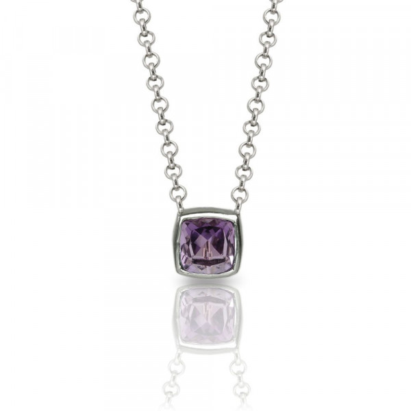 Amethyst Silver Pendant - P64 "Boxy" by Scarab Jewellery Studio - February Birthstone Jewellery