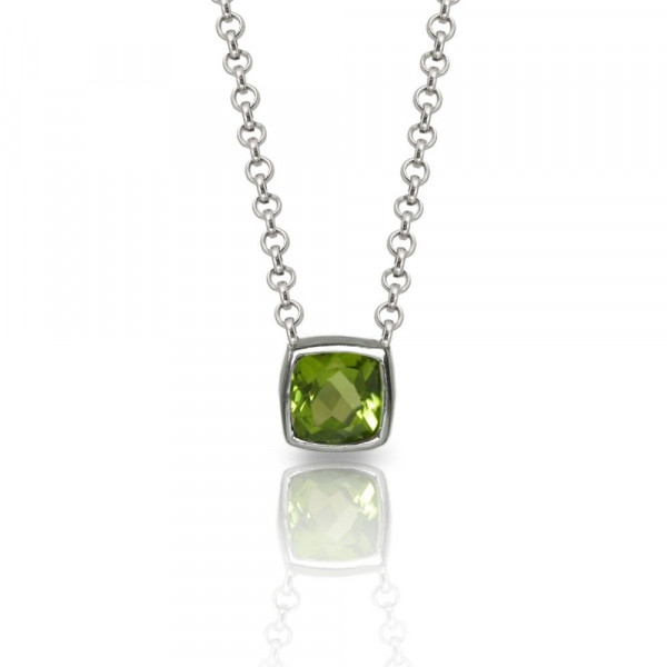 Peridot Silver Pendant - P64 "Boxy" by Scarab Jewellery Studio