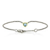 Silver 9ct yellow gold dainty blue topaz heart bracelet by Scarab Jewellery Studio