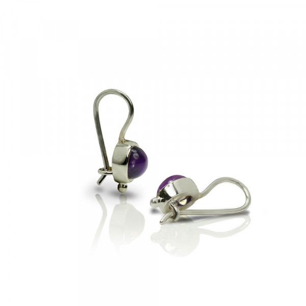 silver amethyst drop earrings by Scarab Jewellery Studio