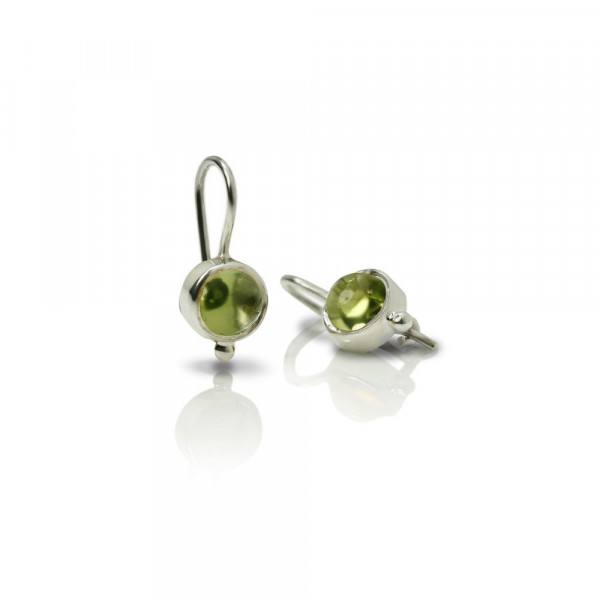 silver peridot drop earrings by Scarab Jewellery Studio