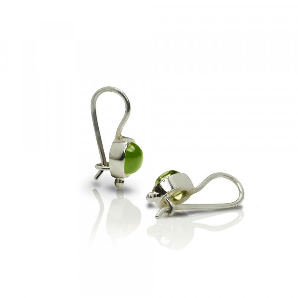 silver peridot drop earrings by Scarab Jewellery Studio