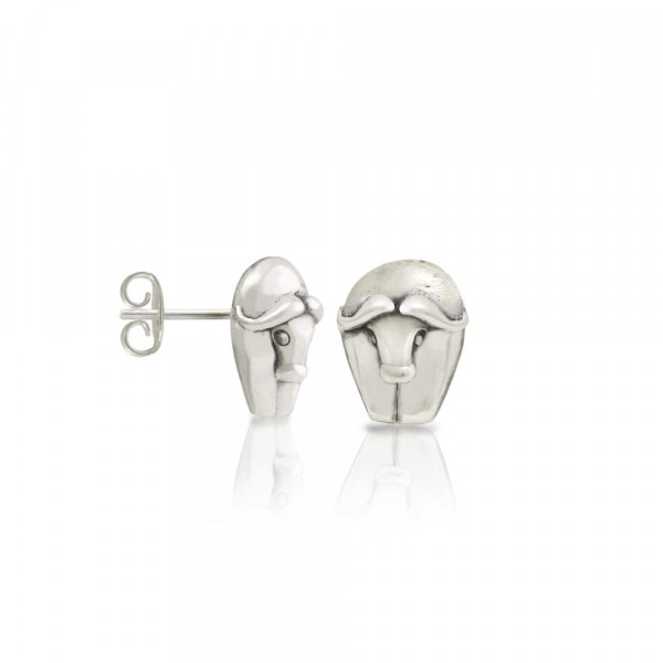 Silver African Buffalo Earrings by Scarab Jewellery Studio