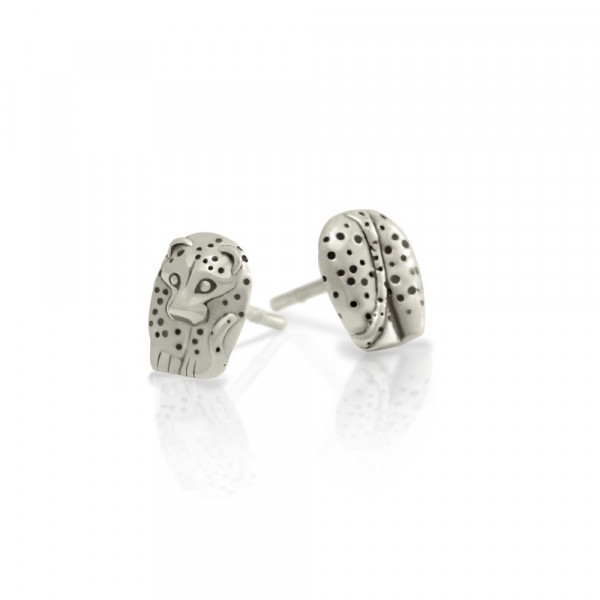 Silver African Leopard Earrings by Scarab Jewellery Studio