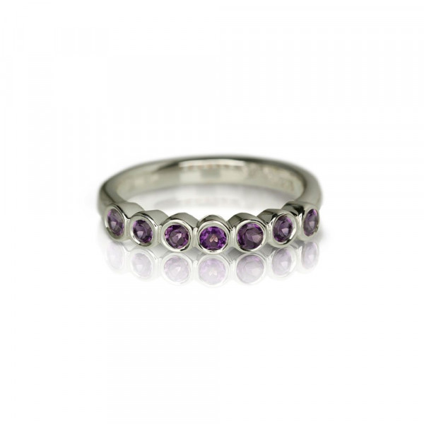 Silver Seven Stone Amethyst Ring by Scarab Jewellery Studio