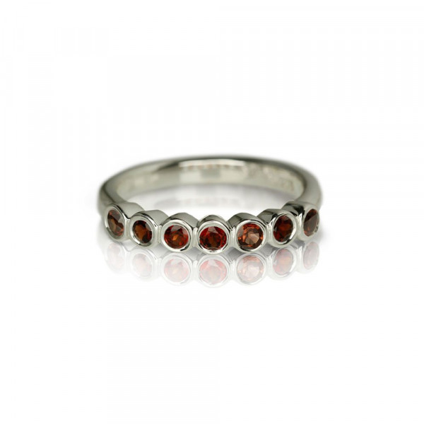 Silver Seven Stone Garnet Ring by Scarab Jewellery Studio