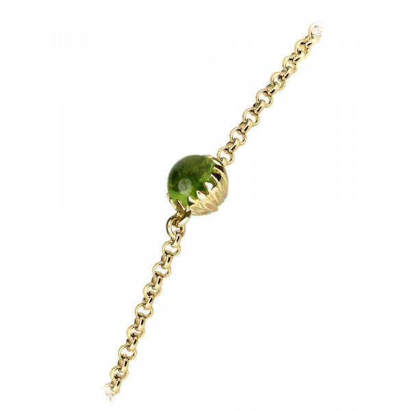 Dainty Daisy Peridot Cabouchon Gold Bracelet by Scarab Jewellery Studio