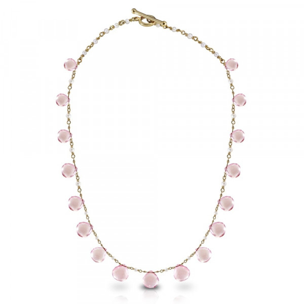 Rose Quartz Briolette Seed Pearl Necklace by Scarab Jewellery Studio