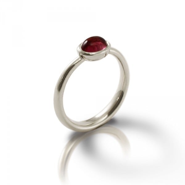 Secret Scarab Oval Garnet Silver Ring by Scarab Jewellery Studio