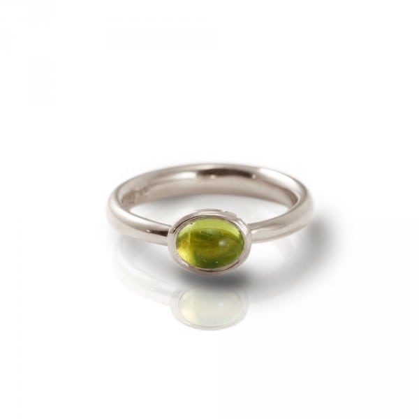 Secret Scarab Oval Peridot Silver Ring by Scarab Jewellery Studio