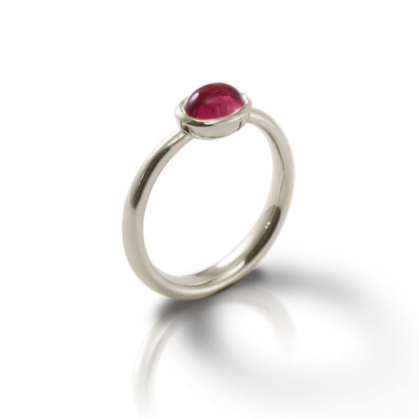 Secret Scarab Oval Pink Tourmaline Silver Ring by Scarab Jewellery Studio