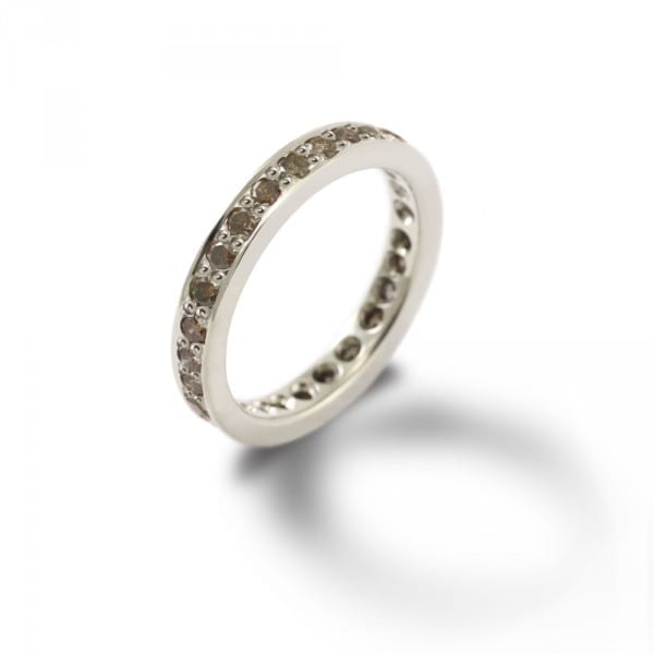 white gold eternity band cognac diamonds by Scarab Jewellery Studio