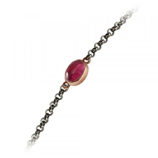 Silver Red Gold Pink Tourmaline Bracelet by Scarab Jewellery Studio