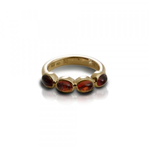 Gold Ring Four Garnet Oval Cabouchons by Scarab Jewellery Studio