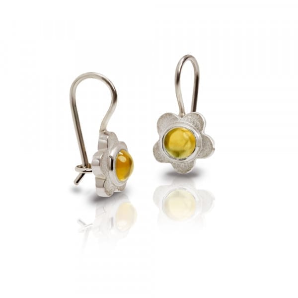 Silver Shasta Daisy Citrine Earrings by Scarab Jewellery Studio