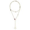 Gold Lariat Necklace MultiColoured Gemstones by Scarab Jewellery Studio