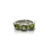 Silver Ring Three Peridot Oval Cabouchons by Scarab Jewellery Studio