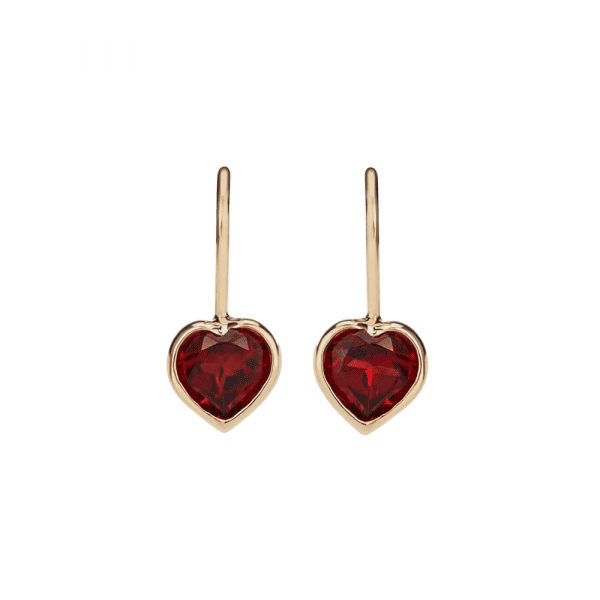 Gold Garnet Heart Earrings by Scarab Jewellery Studio