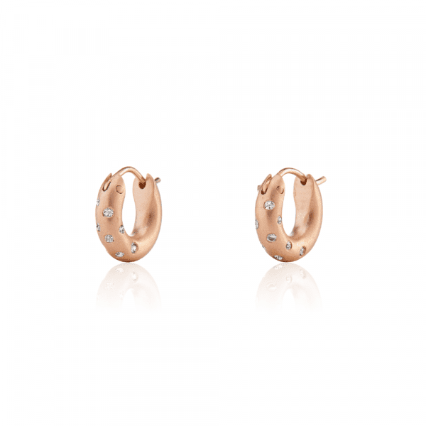 Huggie Diamond Earrings Rose Gold by Scarab Jewellery Studio