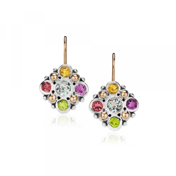 Victorian Earrings MultiColour Gemstones by Scarab Jewellery Studio